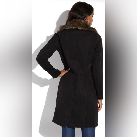 Shoe Dazzle Removable Faux Fur Trim Coat - Picture 2 of 7